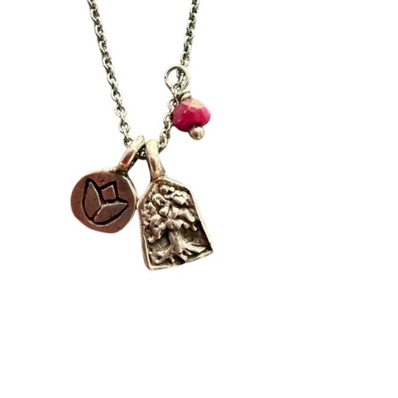 Satya Tree of Life Lotus Charm 925 Sterling Silver Necklace - Picture 1 of 7